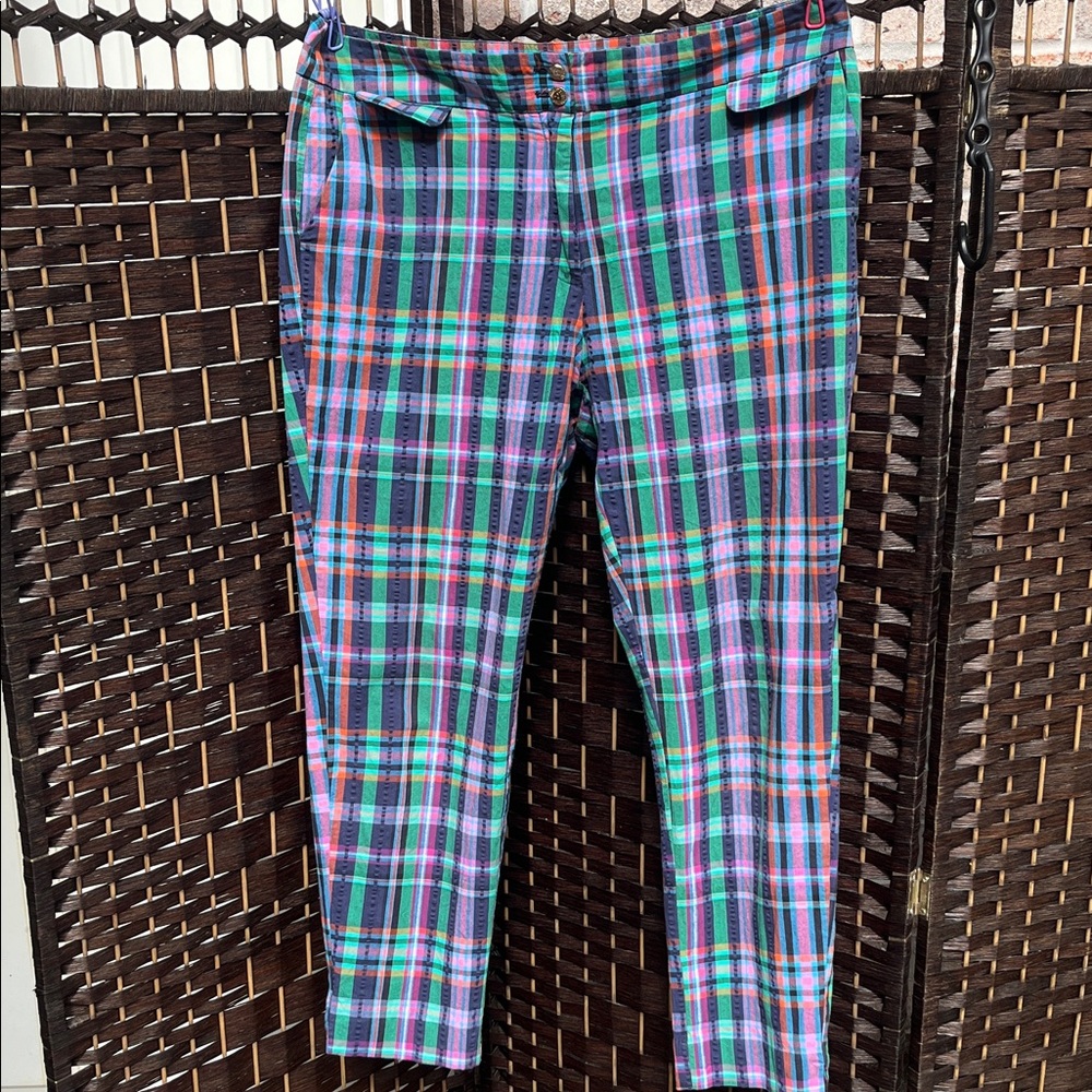 Anne Klein Multicolor Plaid Pants